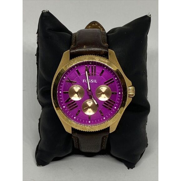 Fossil Cecile AM4549 Women's Brown Leather Analog Dial Quartz Wrist Watch VK581 - Picture 1 of 12